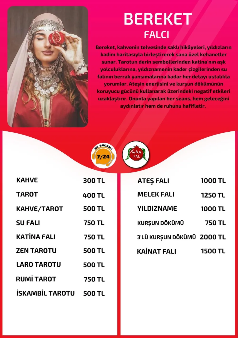 Bereket hizmetleri, fiyat listesi ve hikayesi