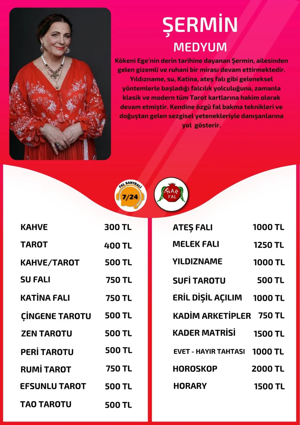Şermin hizmetleri, fiyat listesi ve hikayesi
