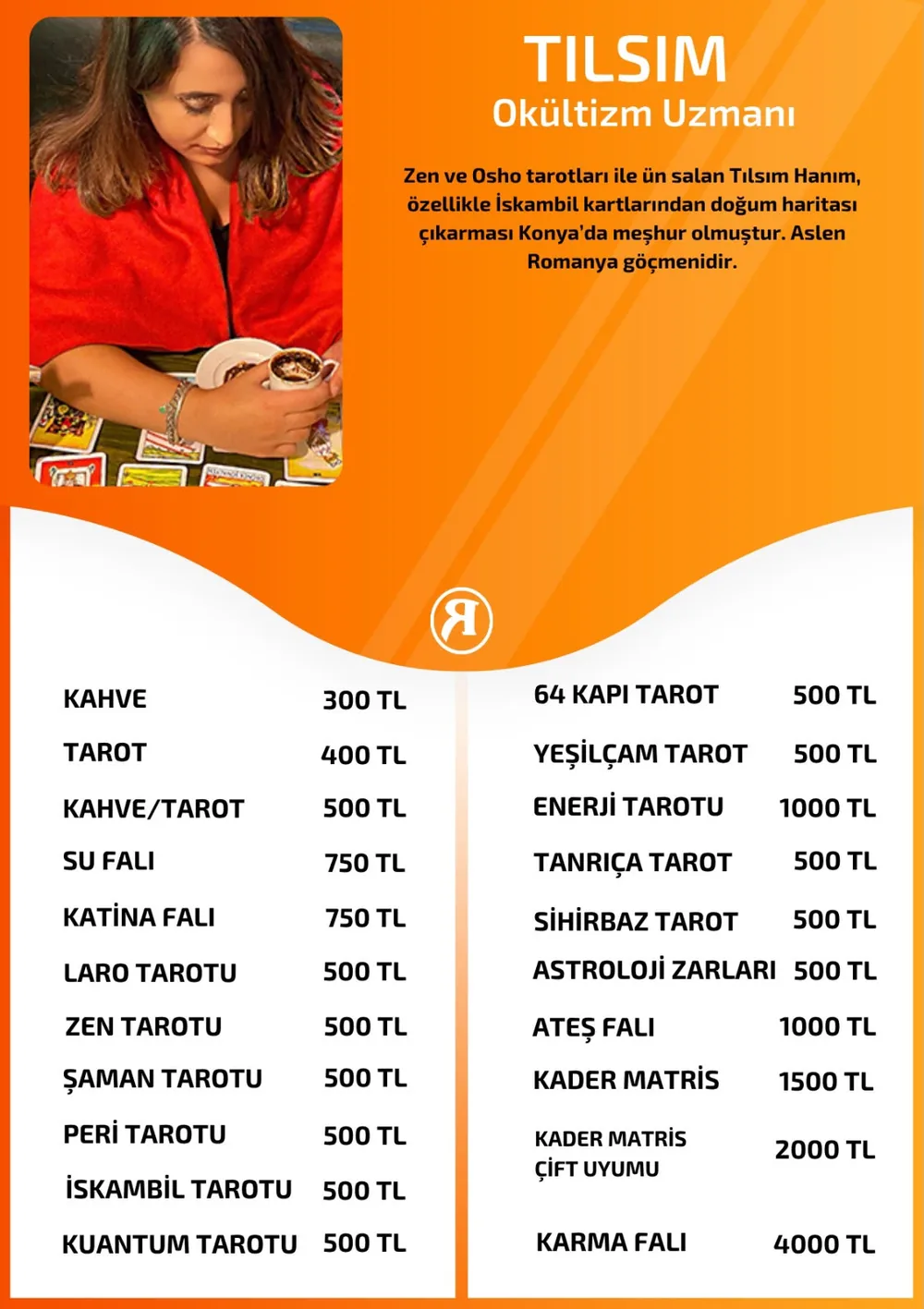 Tılsım hizmetleri, fiyat listesi ve hikayesi