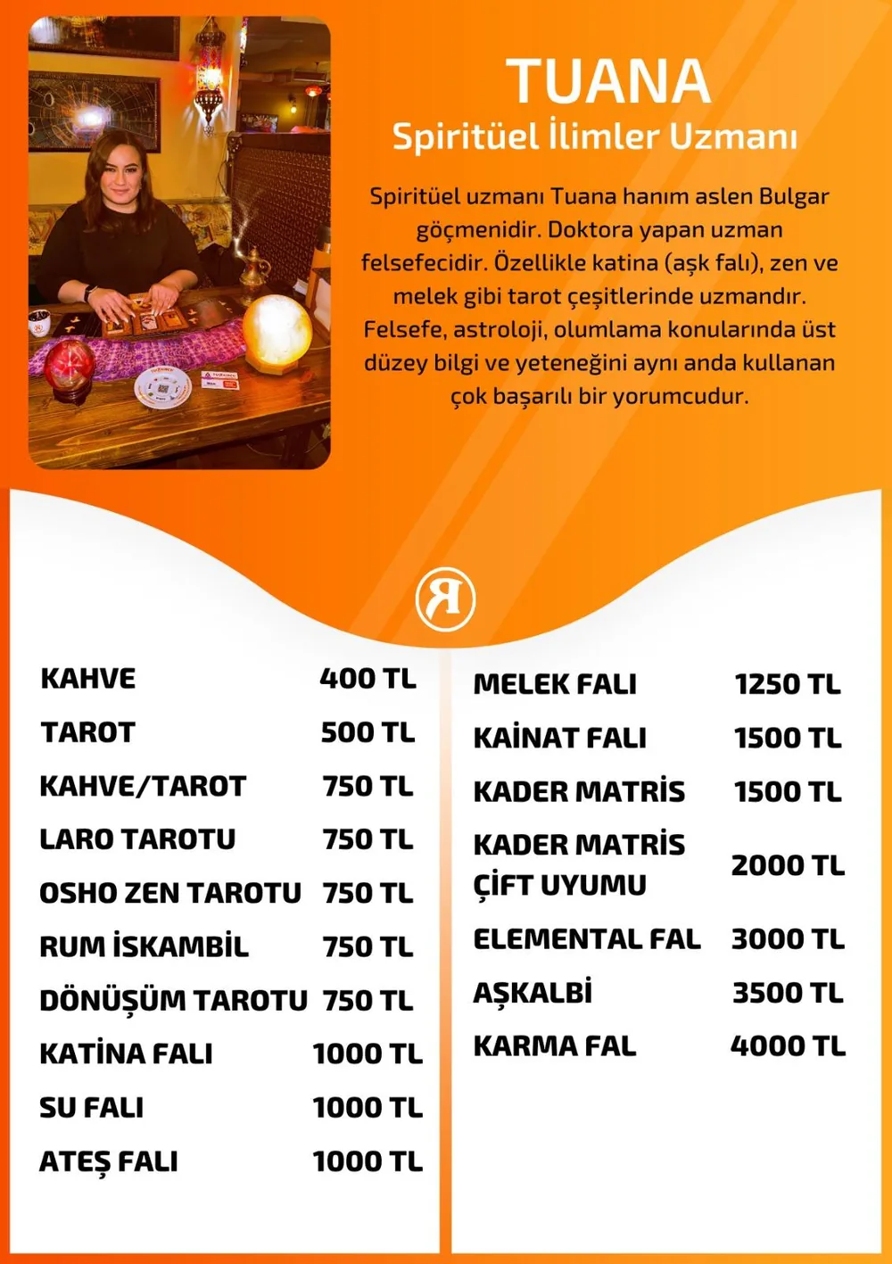 Tuana hizmetleri, fiyat listesi ve hikayesi